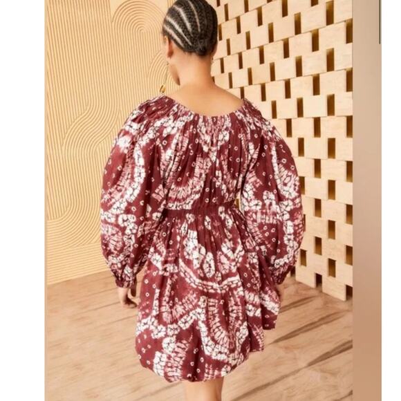 Ulla Johnson Martine Dress In Syrah Shibori Hand-Tied Cotton Mini Size 2 - Picture 7 of 13